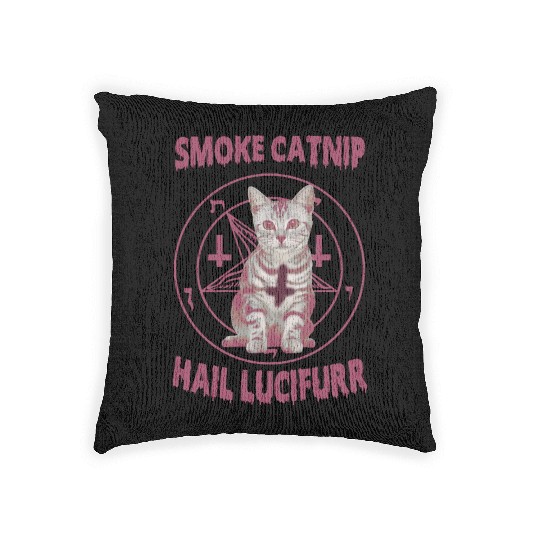 Smoke Catnip Hail Lucifurr Woven Pillows