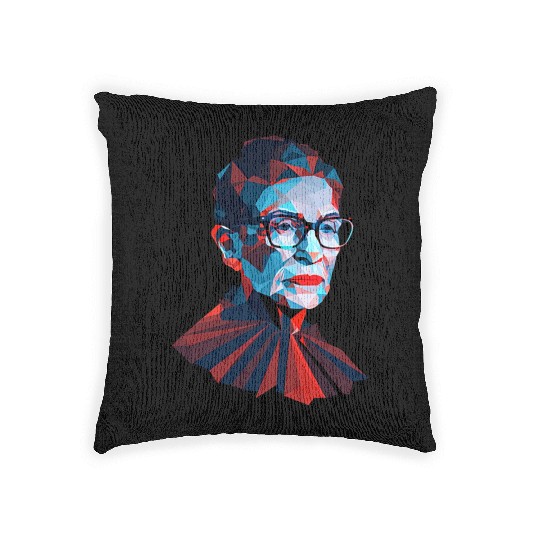 Ruth Bader Ginsburg low polygon design red blue Woven Pillows