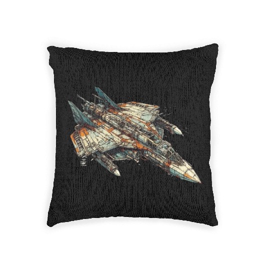 Sci fi FIghter jet Woven Pillows