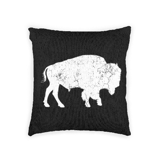 Distressed Buffalo Retro Bison Animal Lover idea M Woven Pillows