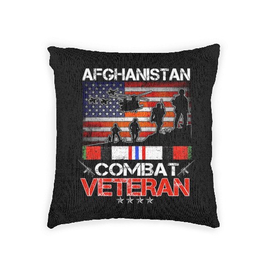 afghanistan combat veteran us veteran military Woven Pillows