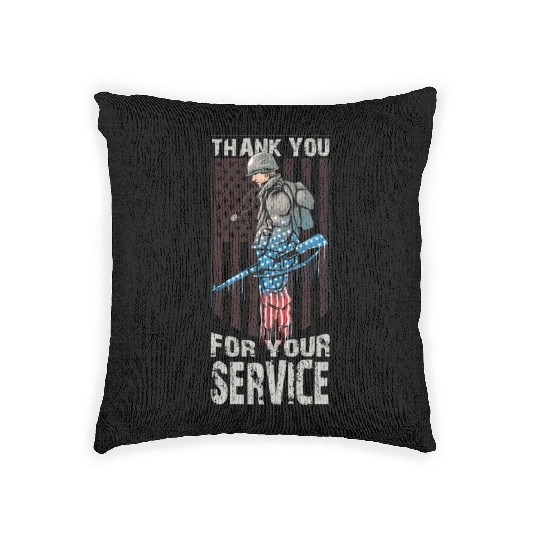 Thank You For Your Service Veteran US Flag Veteran Woven Pillows