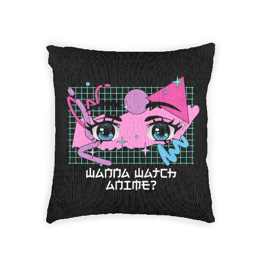 Wanna Watch Anime Kawaii Japanese Cute Japan Anime Woven Pillows