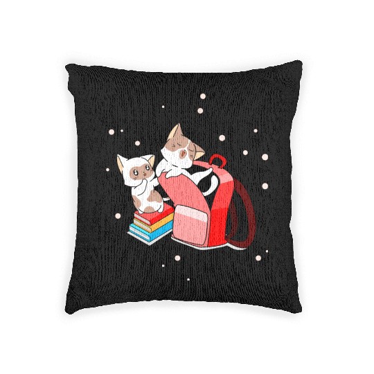 Cute Kittens School Books Bag Back To School Woven Pillows