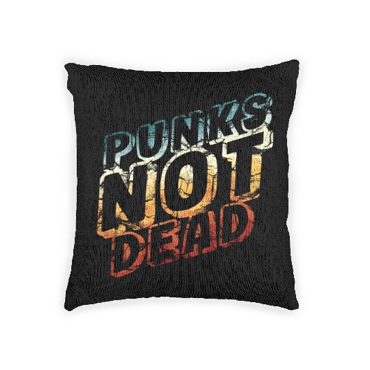 punks not dead - retro punk rock Woven Pillows