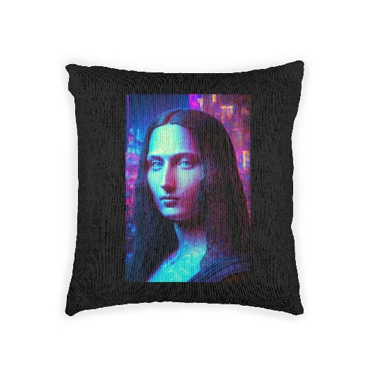 Mona lisa in future Woven Pillows