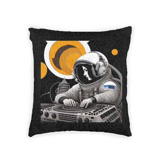Intricate detailed artwork of astronauts using Woven Pillows
