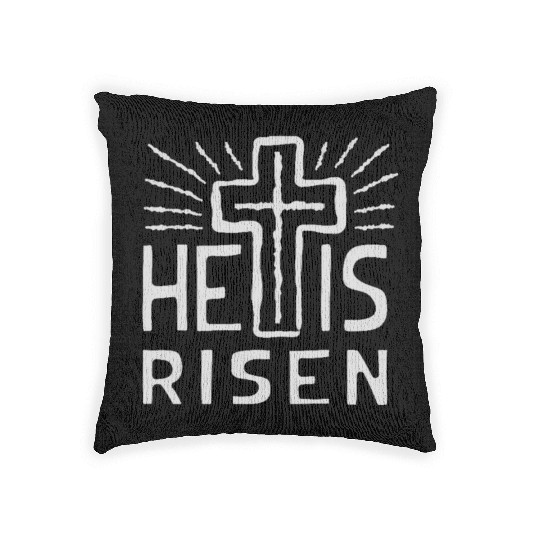 Christian Cross Easter He is Risen Woven Pillows