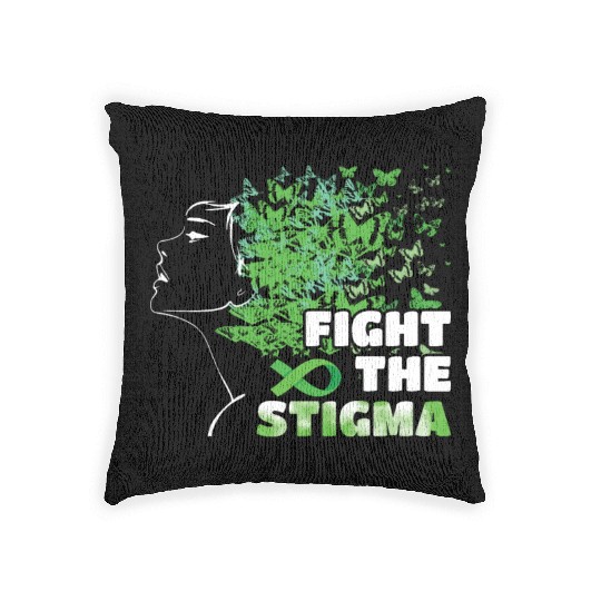 Butterfly Fight The Stigma Mental Health Awareness Woven Pillows