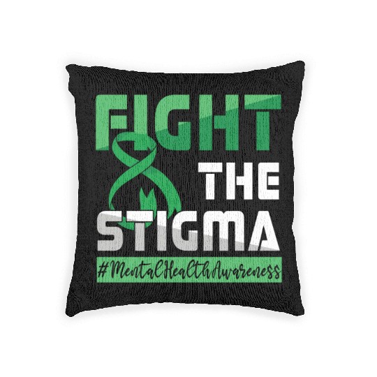 Fight Stigma Green Mental Health Awareness Month Woven Pillows
