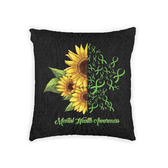 Sunflower May Green Mental Health Awareness Woven Pillows