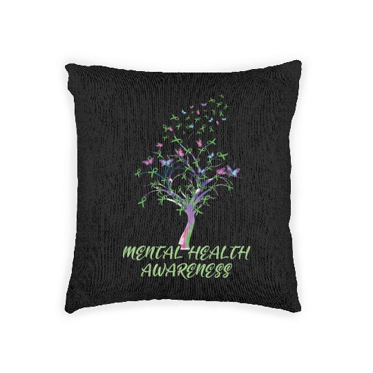 Mental Health Awareness Month In May Green Woven Pillows