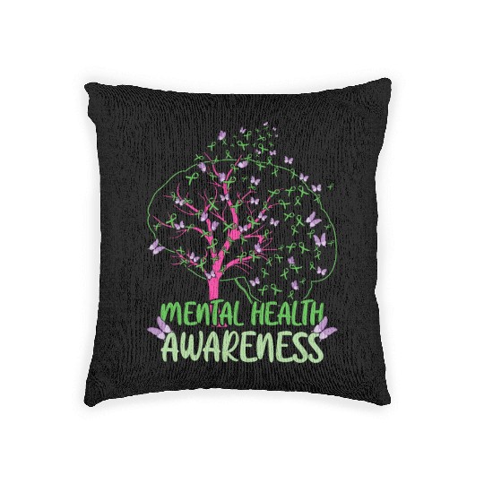 Mental Health Awareness Month May Green Woven Pillows