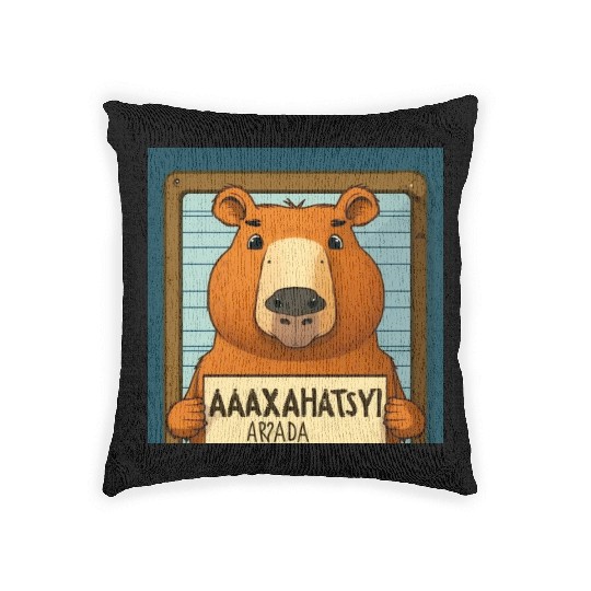 Capybara Mugshot Outlaw: Wanted for 93 Felonies Na Woven Pillows