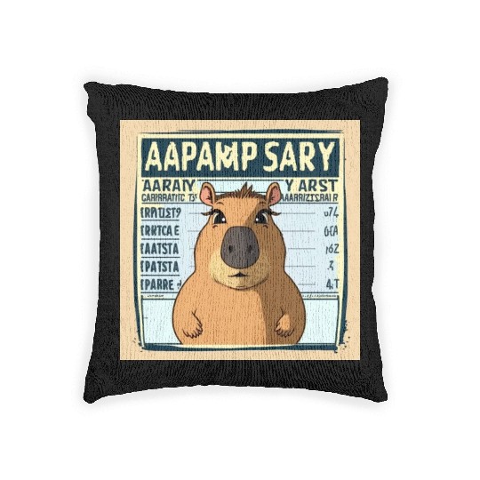 Wanted for 93 Felonies Na Capybara Mugshot Outlaw Woven Pillows