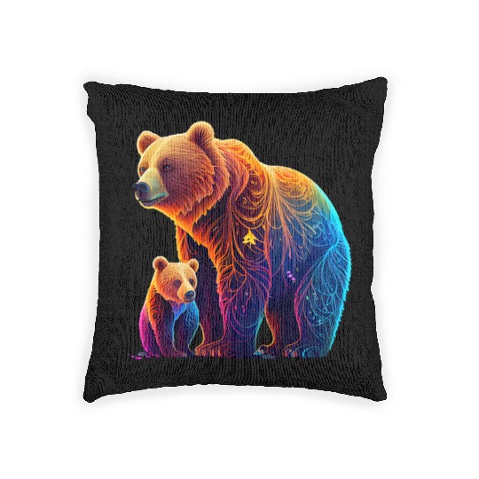 Mother Bear and Cub Sublimation Graphic Wild 3 Woven Pillows