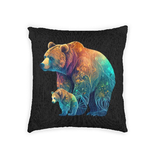 Mother Bear and Cub Sublimation Graphic Wild 1 Woven Pillows