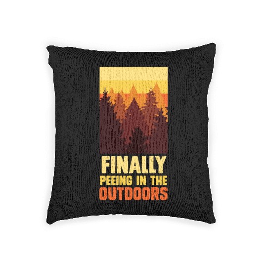 Mountaineer funny Peeing outside Nature boy Woven Pillows
