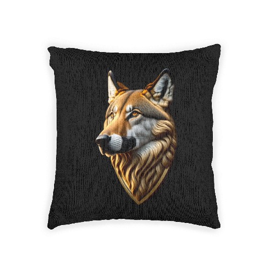 Brown Wolf Graphic Woven Pillows