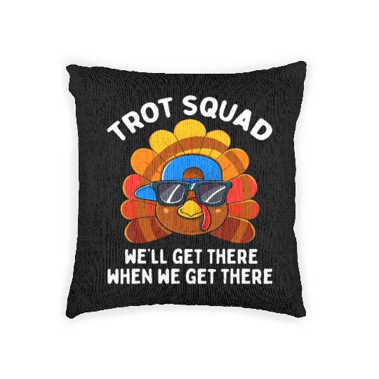 Turkey Trot Squad Funny Thanksgiving Running Costu Woven Pillows