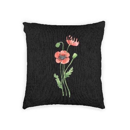 Bee a wildflower, poppies Woven Pillows