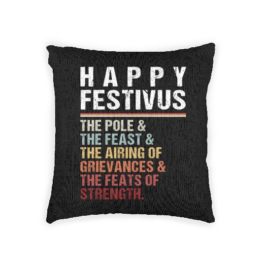 Happy Festivus Christmas Holiday Retro Vintage Woven Pillows
