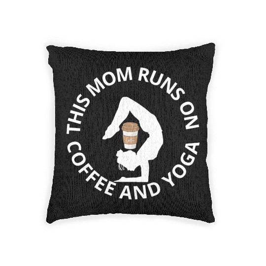this mom runs on coffee and yoga Woven Pillows