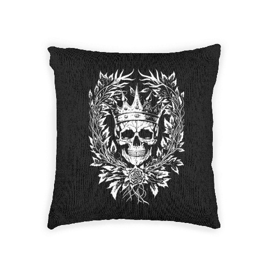 Skull with Crown Halloween Metal Tattoo Skull Woven Pillows