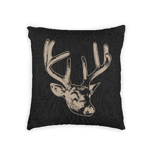 beige deer head Woven Pillows