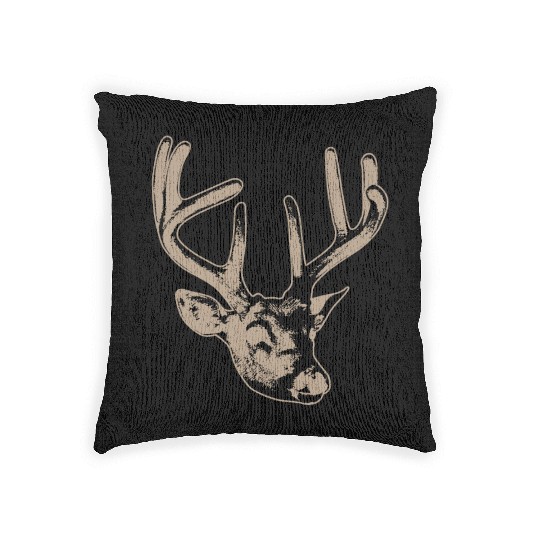 beige deer head Woven Pillows