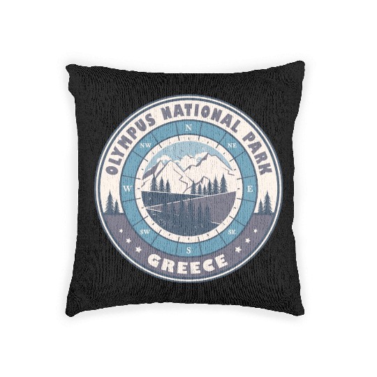 Olympus National Park Greece Vintage Hiking Design Woven Pillows