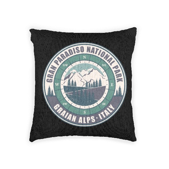 Gran Paradiso National Park Italy Vintage Hiking Woven Pillows