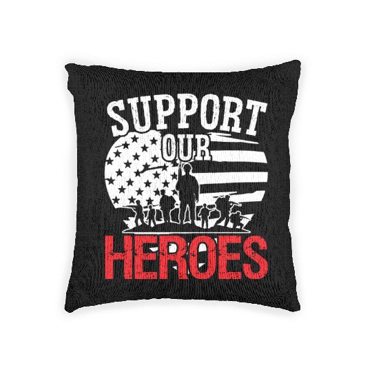 Soldier support our heroes military army veteran Woven Pillows