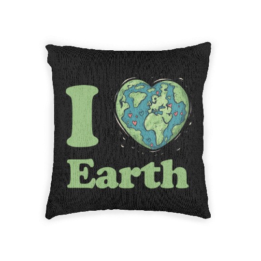I Love Earth Design. Cute Earth Day Environmental Woven Pillows