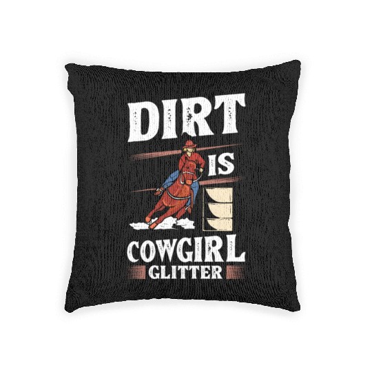 Dirt Barrel Racing Horse Cowgirl Glitter yellow Woven Pillows
