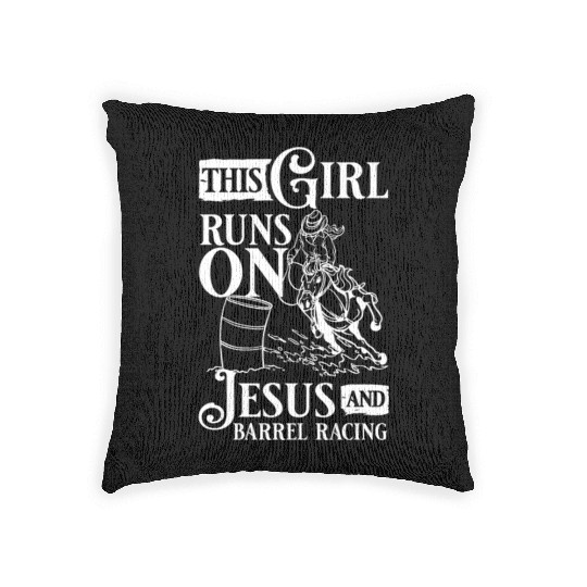 This Girl Runs Jesus Barrel Racing vintage Woven Pillows
