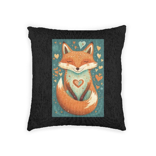 fox forest animals love heart nature animal kid Woven Pillows
