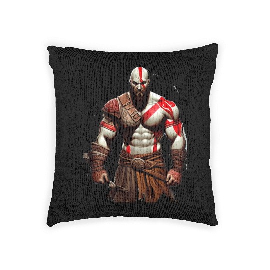 iconic Kratos, the God of War Woven Pillows