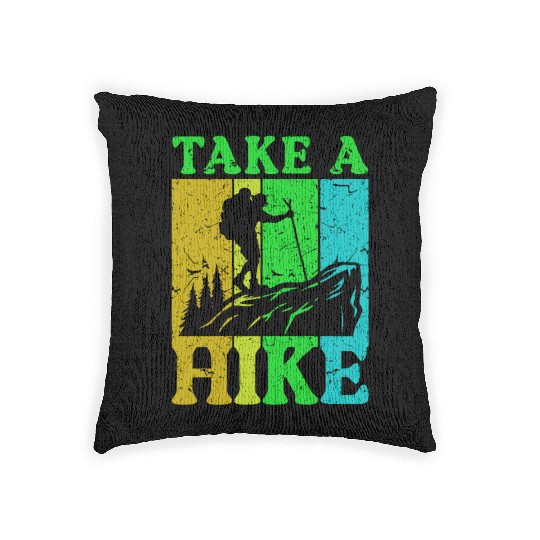 Take a Hike Wanderlust Hiker Hiking Mountains Woven Pillows