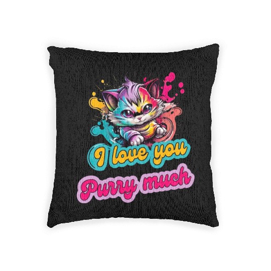 Street Style Cat Graffiti Purry Much Art Woven Pillows