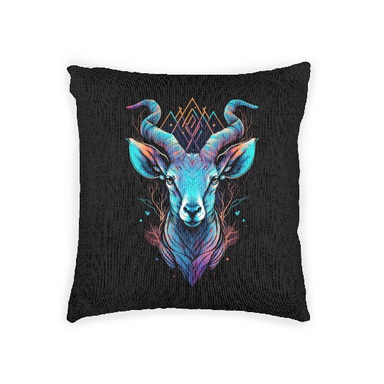Gazelle capricorn goat mountains vacation hipster Woven Pillows