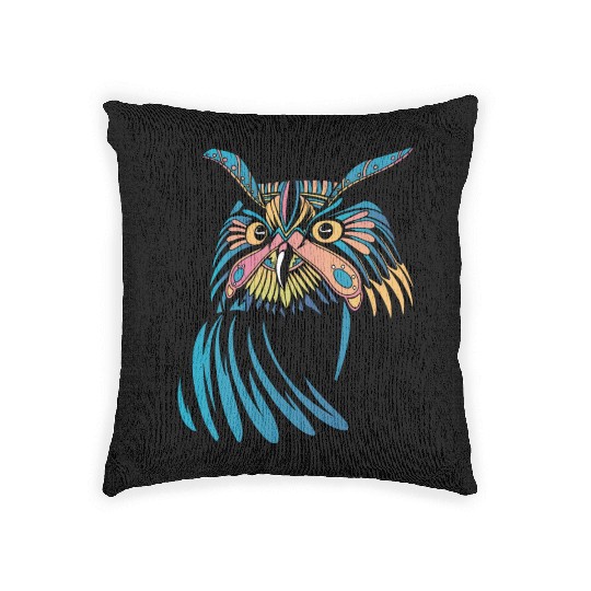 Colorful Owl Bird Nature Woven Pillows