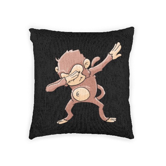 Monkey Dabbing Primate Zookeeper Woven Pillows