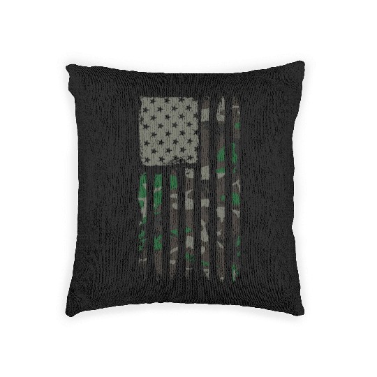 Camouflage American Flag Jungle Camo USA Flag Woven Pillows