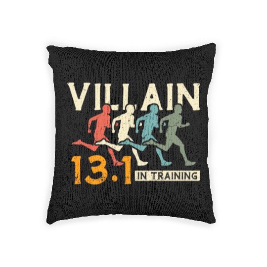 Half Marathon Villain In Training 13.1 Retro Race Woven Pillows