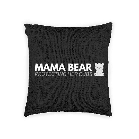 Mama Bear protecting her cubs Woven Pillows