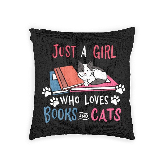 Book Cat Books And Cats Woven Pillows