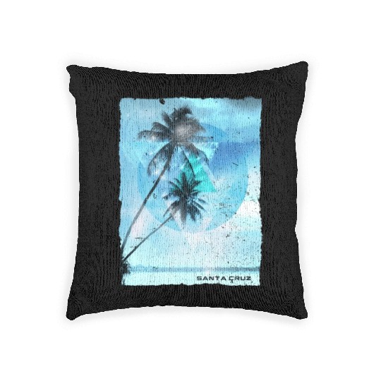 Artistic Santa Cruz California Palm Tree Vacation Woven Pillows
