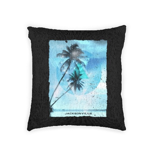 Artistic Jacksonville Florida Palm Tree Vacation Woven Pillows