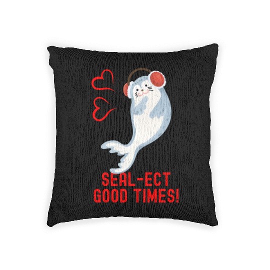 Seal Pun Sealect Good Times Cute Funny Animal Pun Woven Pillows